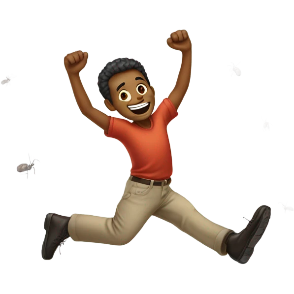 Happy man stepping on ants emoji