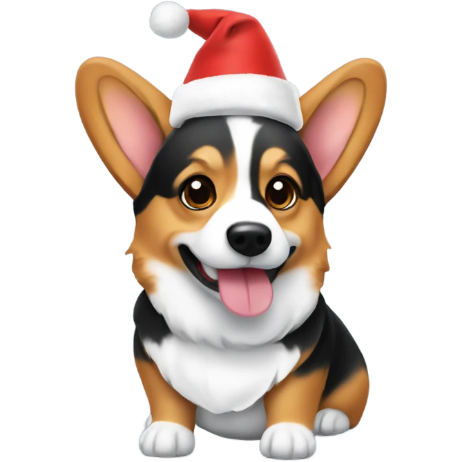 Tri-color corgi Christmas hat  emoji