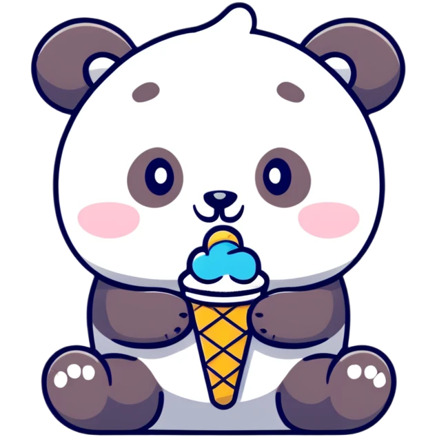 Panda eating ice cream emoji