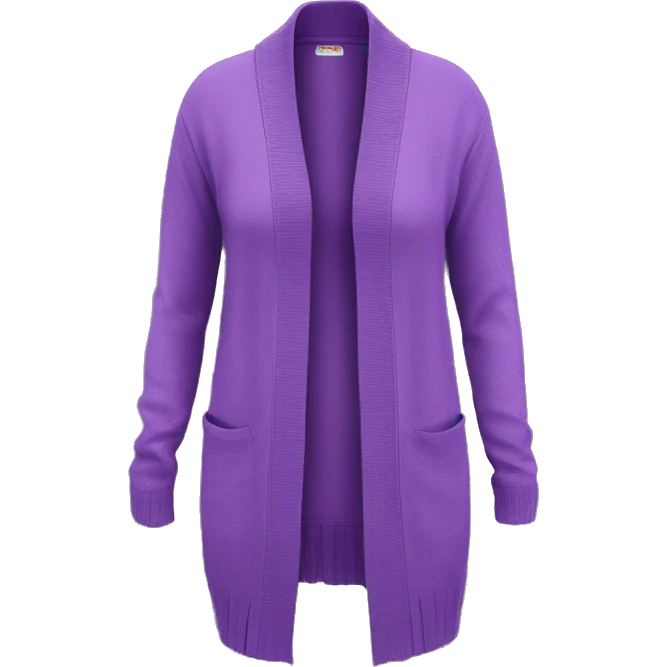 Realistic isolated open long length thin royal purple feminine cardigan with pockets. emoji