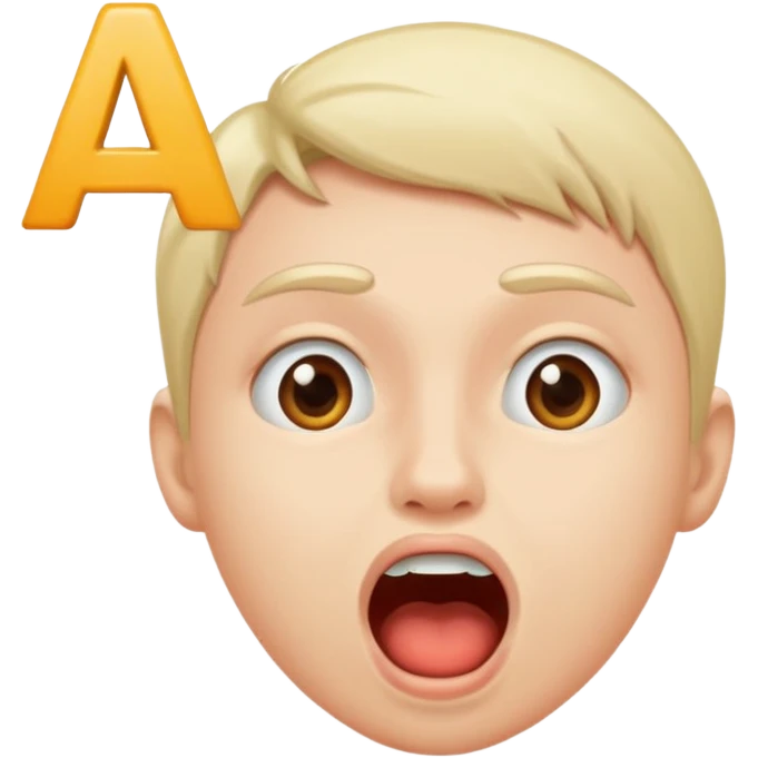 open mouth with letters A Б В coming out emoji
