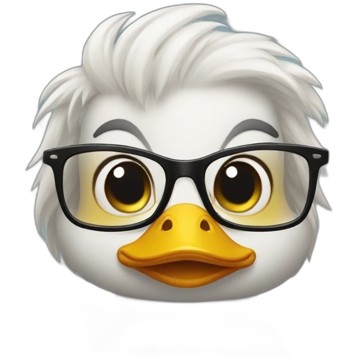 female duck wearing glasses with dark hair emoji