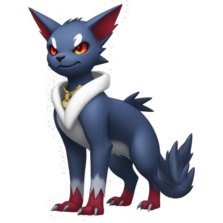 Cool Edgy Nargacuga-Absol-Zangoose-Sneasel-Quilava with a collar on, full body emoji