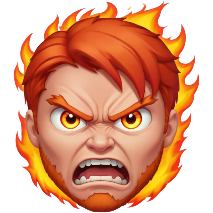 Red head super angry and furious with fire  emoji