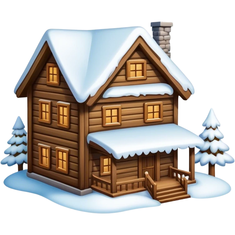 wood house with snow emoji