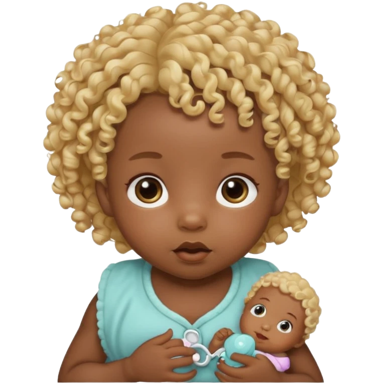 Black newborn, curly blonde tuft, pacifier emoji