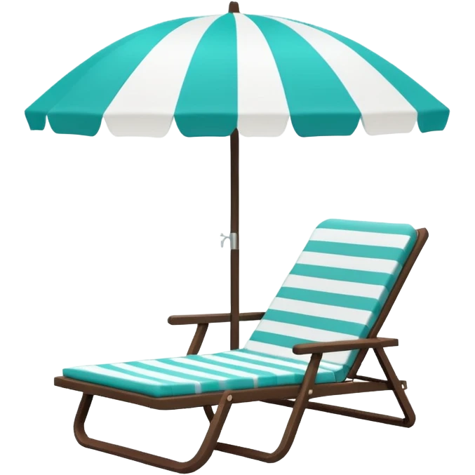 dark green lounge chair under white beach umbrella, minimalism, iOS emoji style, no faces or smileys emoji