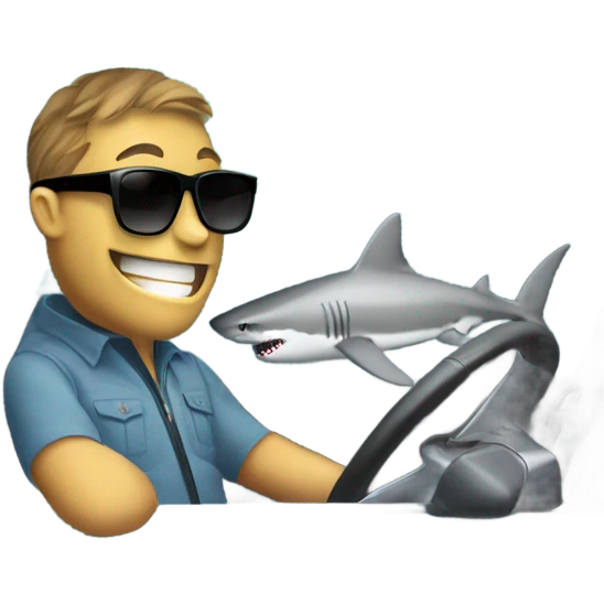 Shark driving emoji