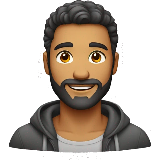 Homem moreno,sem barba,cabelo liso para o lado, casaco vermelho  emoji
