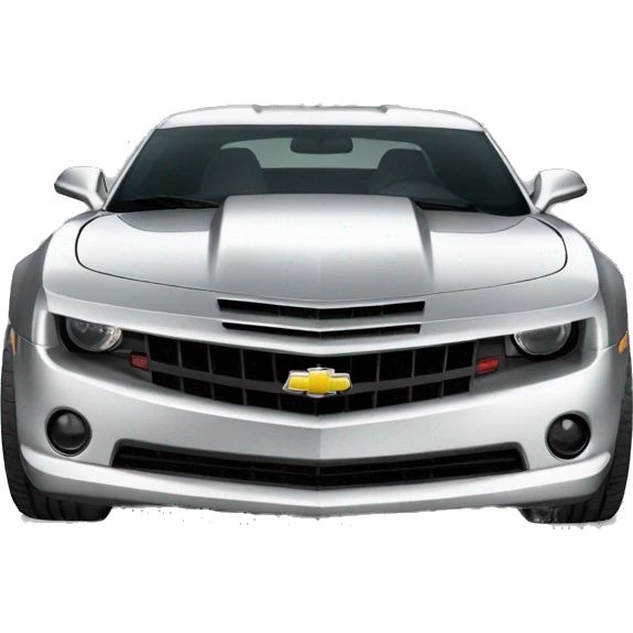 Silver Camaro 2010 with black front lips and black spoiler emoji