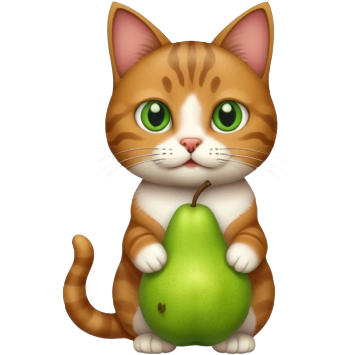 Erstelle eine Katze mit einer Birne in der Hand emoji