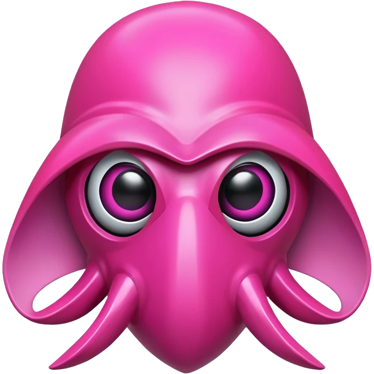 Squid Game pink guard mask with triangle shape on face, 3D style, smooth and glossy emoji