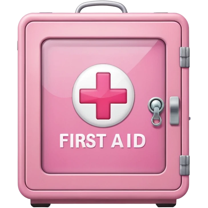 
pink first aid cabinet front glass emoji