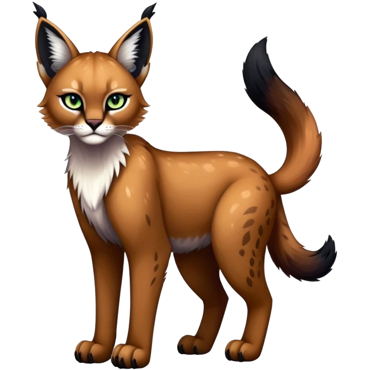 Vibrant dark edgy gothic Falvie-Fionbri-Bobcat-Caracal-creature-sparkle-feline-fursona, full body emoji