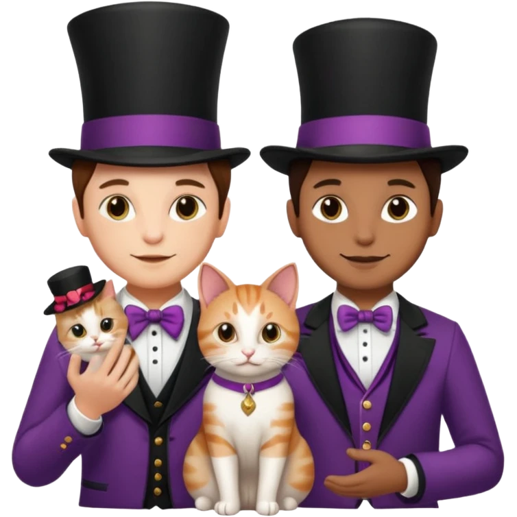 magician couple and their pet cat emoji