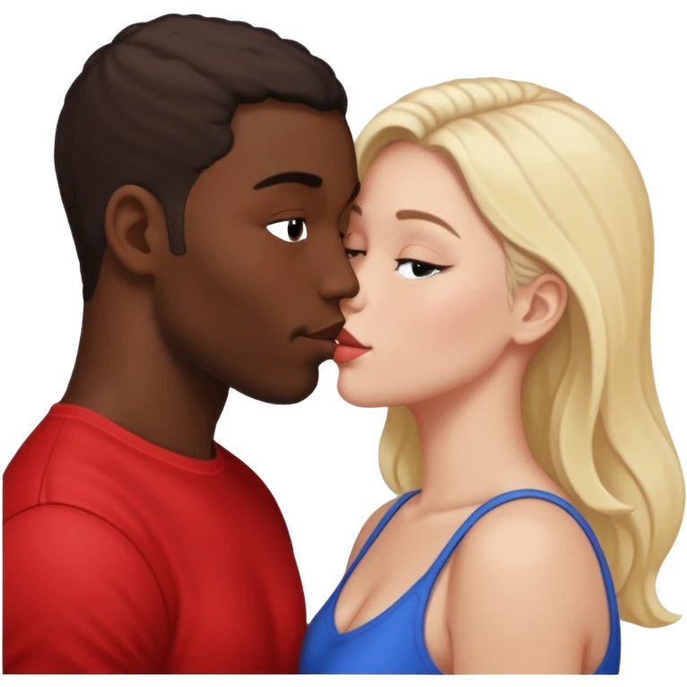 Fit naked black man kissing fat naked white mom intimate  emoji