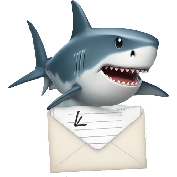 A Shark holding the letter L emoji