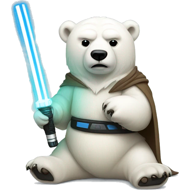 Jedi polar bear with soccer ball with light saber emoji