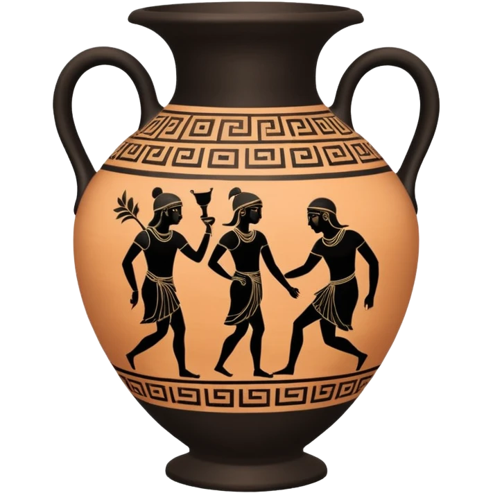 An emoji of an ancient Greek amphora vase with black-figure painting. emoji