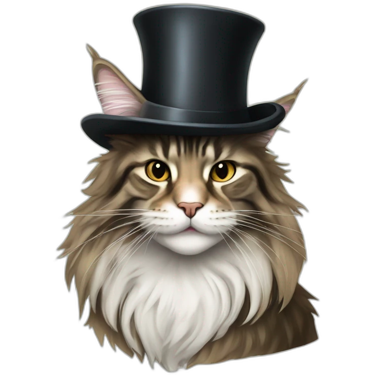 maine coon wearing a top hat emoji