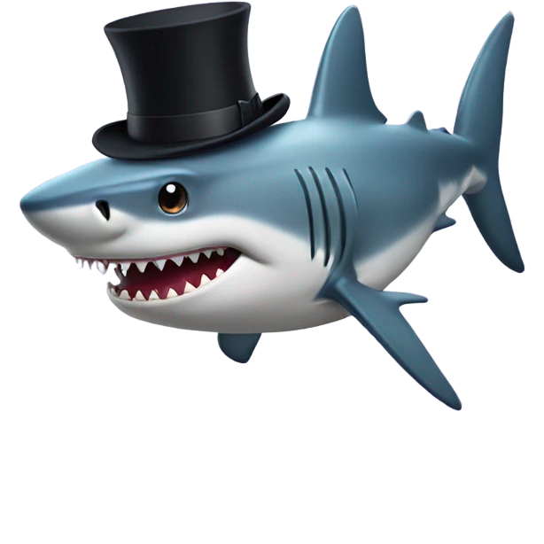Shark with a top hat emoji
