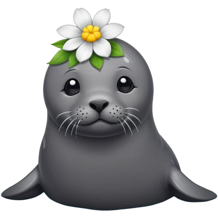 Seal on the beach with the flower on the head emoji