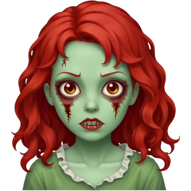 Garota zumbi com cabelo ondulado vermelho  emoji