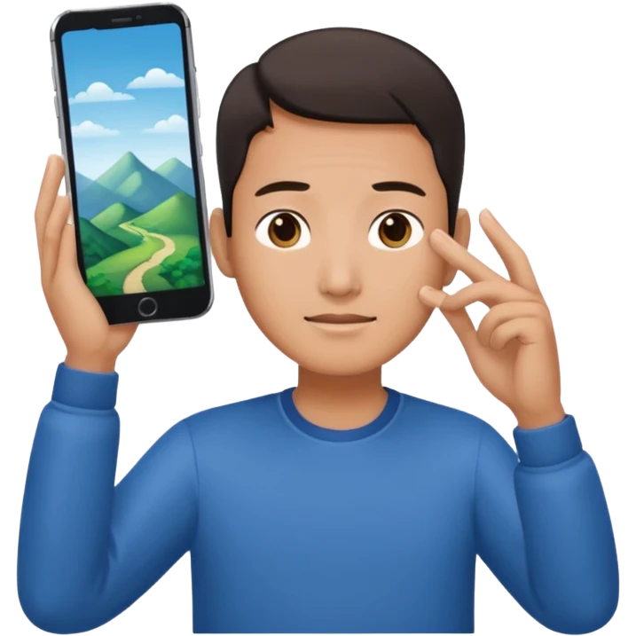 a chinese holding 1 smartphone with both hands in landscape mode(horizontally) on top of his forehead emoji