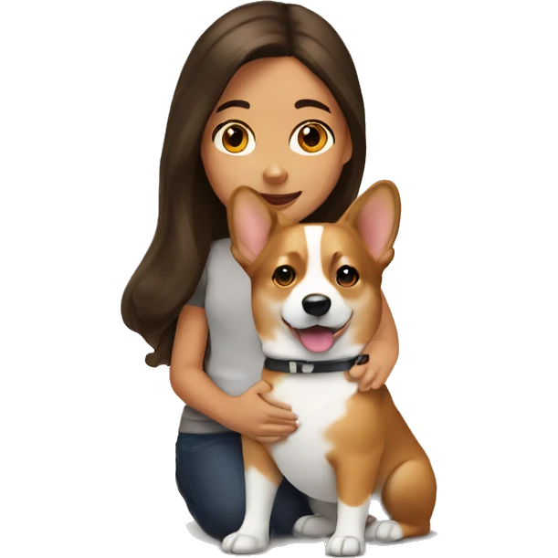 Brunette girl with corgi emoji