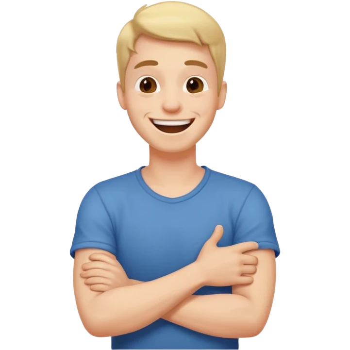 Arms crossed holding neck laughing guy emoji