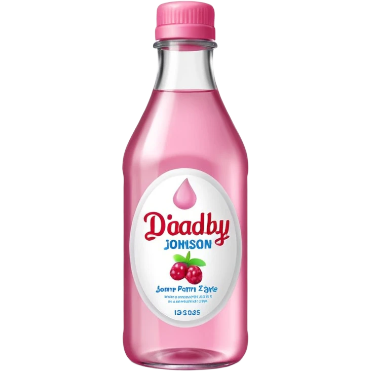 realistic Johnson and Johnson style bottle pink cap pink label clear bottle with berry party written on the logo with diddy logo bottle leaking oil from the top emoji