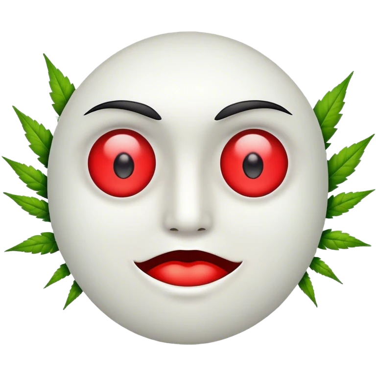 face with red eyes and weed emoji
