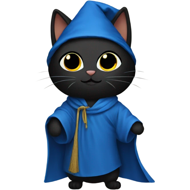 Black cat with a blue robe emoji