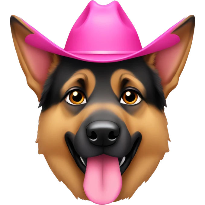 German shepherd dog with pink cowboy hat emoji