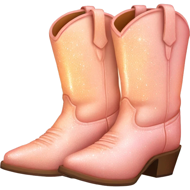Pair Pale pink & peach sparkly cowboy boots emoji