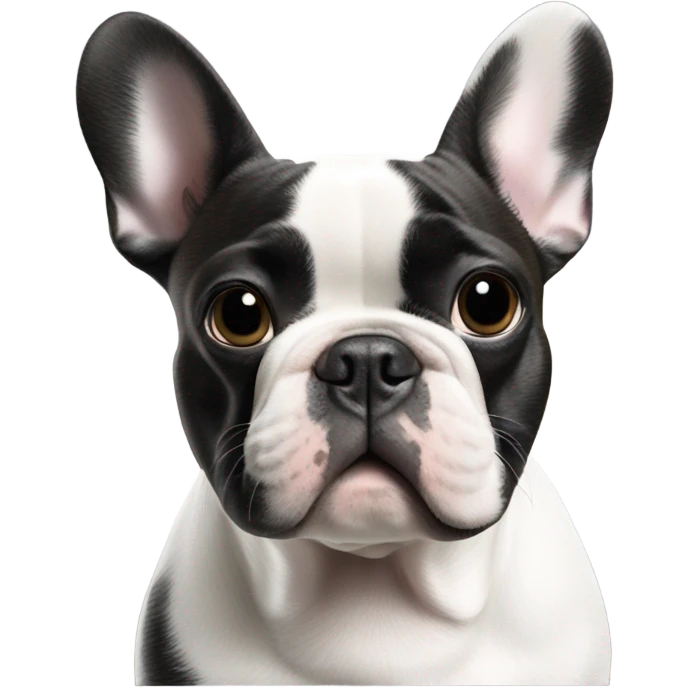 French bulldog white and black with a happy new year 2025 stamp emoji