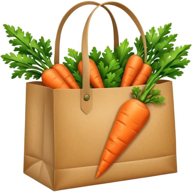 paper shopping bag with carrot. Transparent background emoji