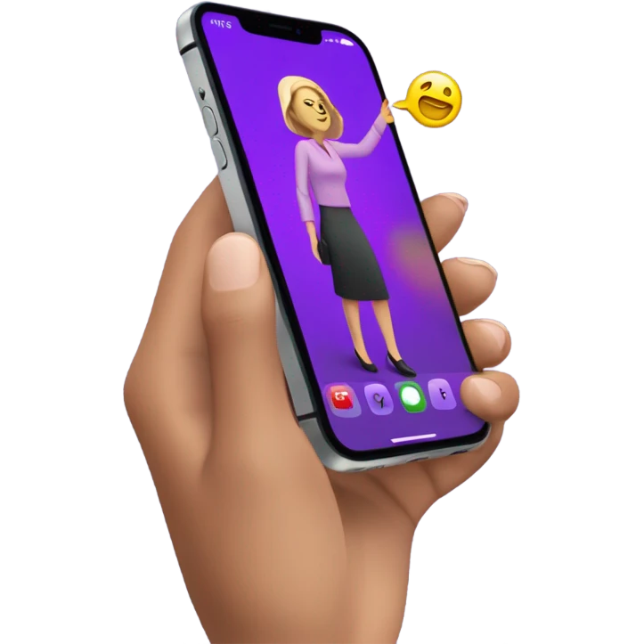 Purple iPhone 14 Pro Max dropping to the ground out of Caucasian lady’s left hand emoji