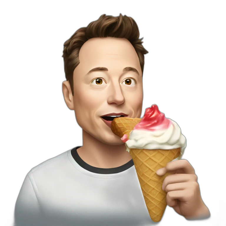 Elon musk eating an ice cream, emoji emoji