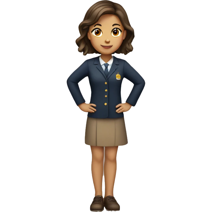 girl with brown hair and tan skin in teachers uniform emoji