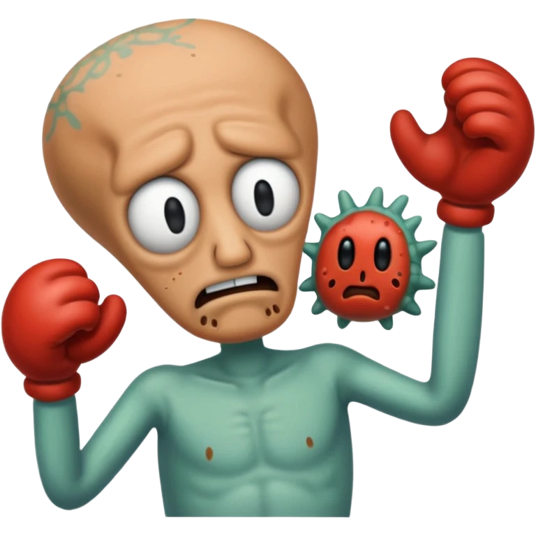 Squidward getting beat up by mr Krabs  emoji