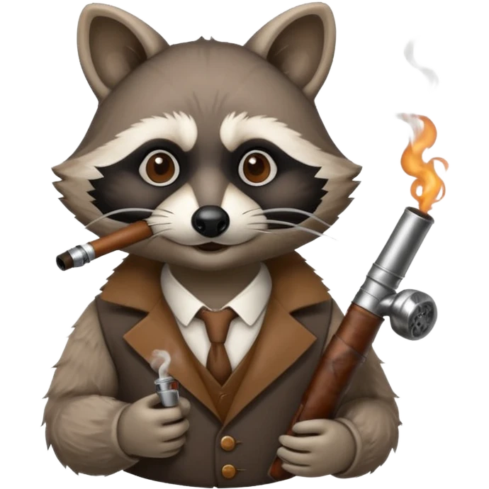 Raccoon smoking a pipe emoji