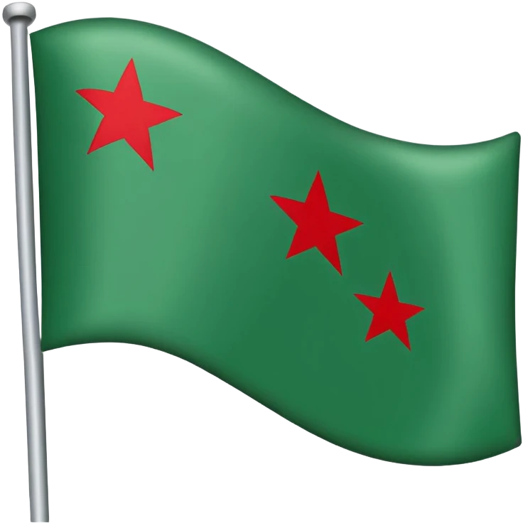 Flag up green mid white with 3 red stars buttum blask emoji