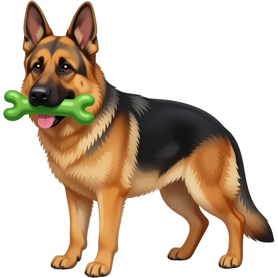 german shepard with green toy in mouth emoji