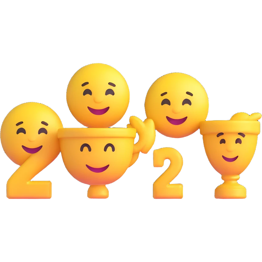 3 winners in 1st, 2nd & 3rd place emoji show the order numbered with 2, 1, 3 emoji