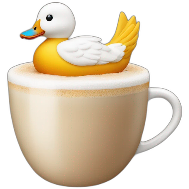 cappuchino with a duck in the foam (no real duck but from foam) emoji