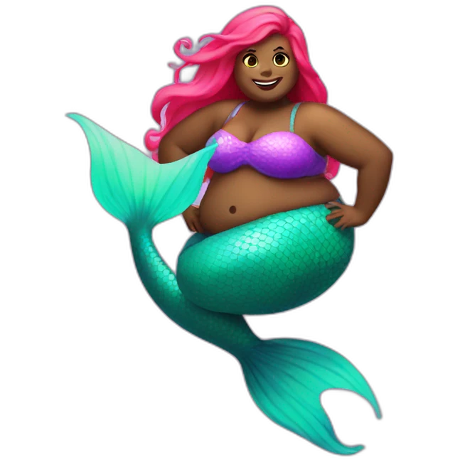 fat mermaid with neon tail emoji