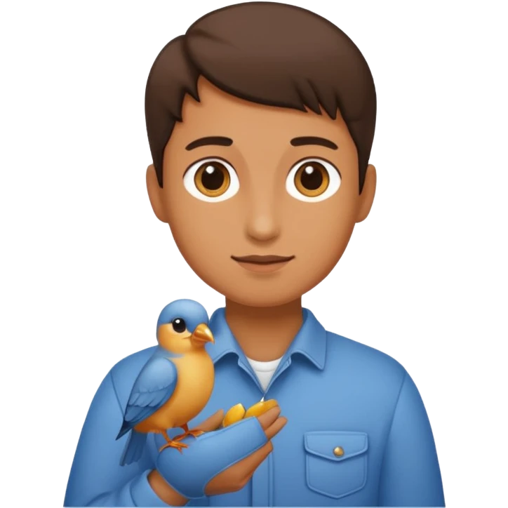 A person holding a bird emoji