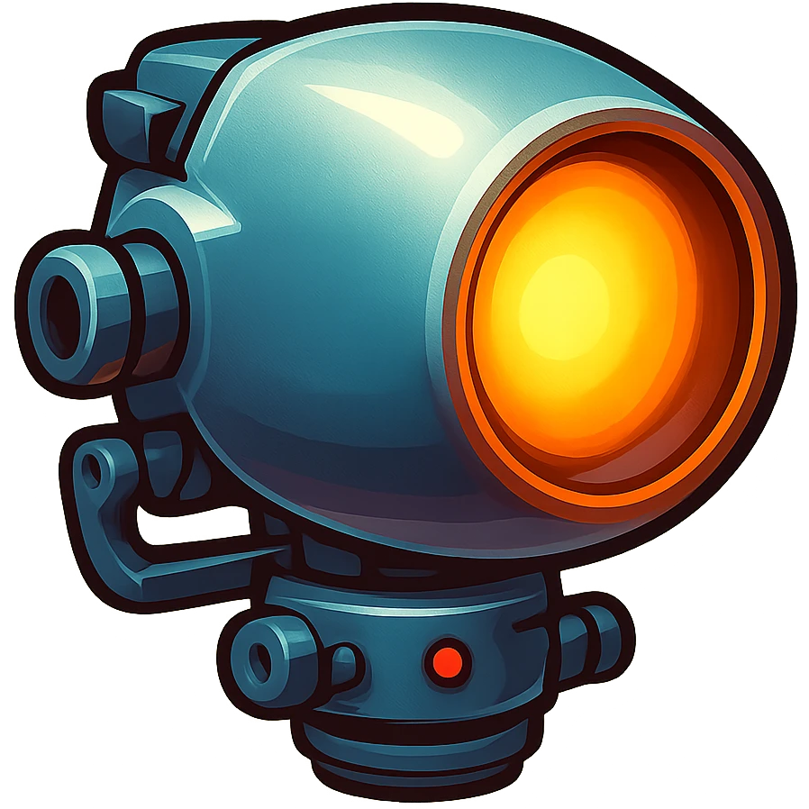 Render this spotlight pointing to the right in retro stickers style. emoji