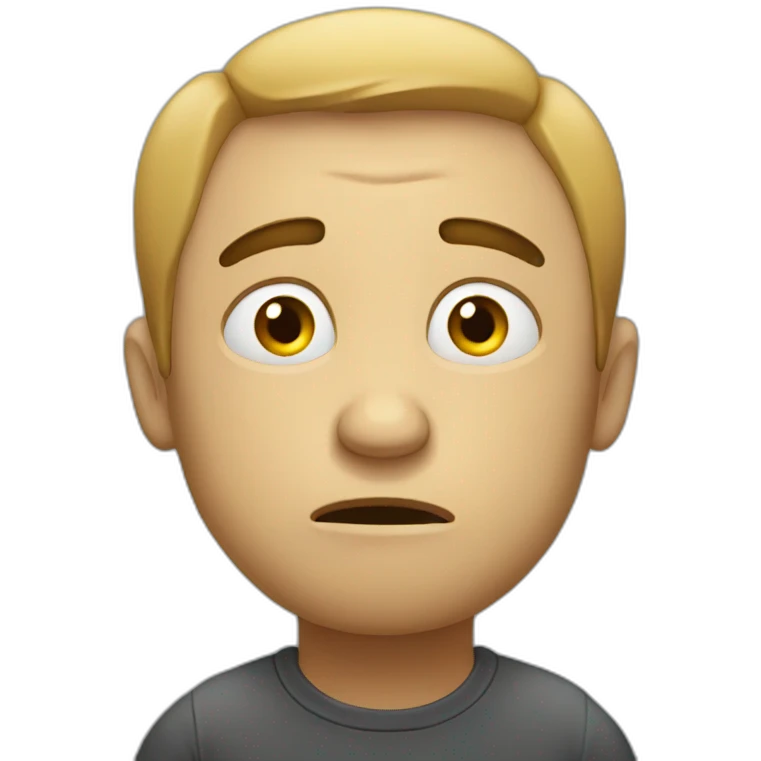 Sad man thinking about fail emoji